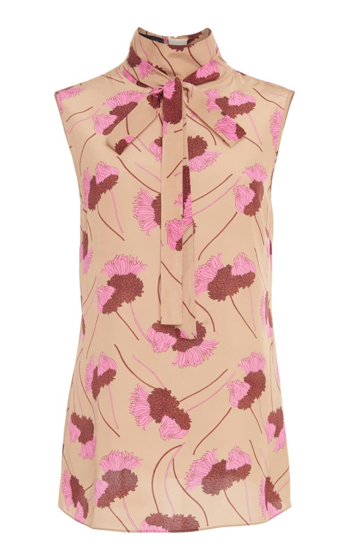 Rochas Bow-detailed Printed Silk Crepe De Chine Blouse