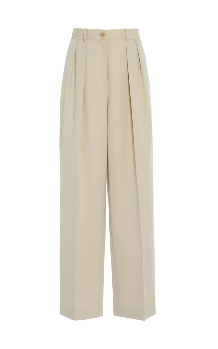 Moda Operandi The Row Igor Pleated Cotton Straight-leg Pants
