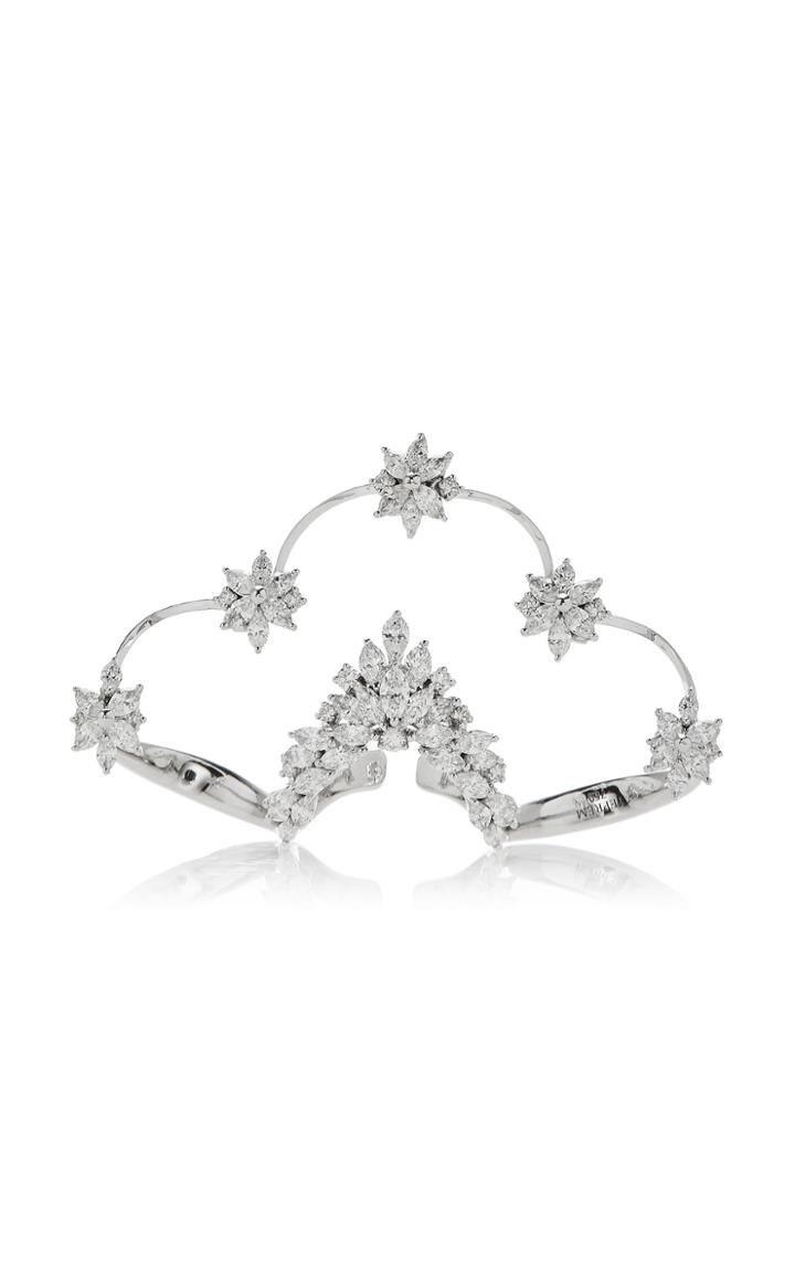 Yeprem 18k White Gold Floral Diamond Ring