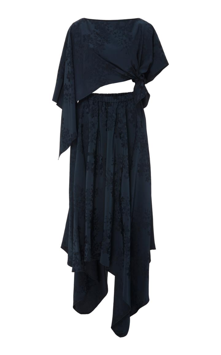 Rosie Assoulin Triangle Asymmetric Jacquard Midi Dress
