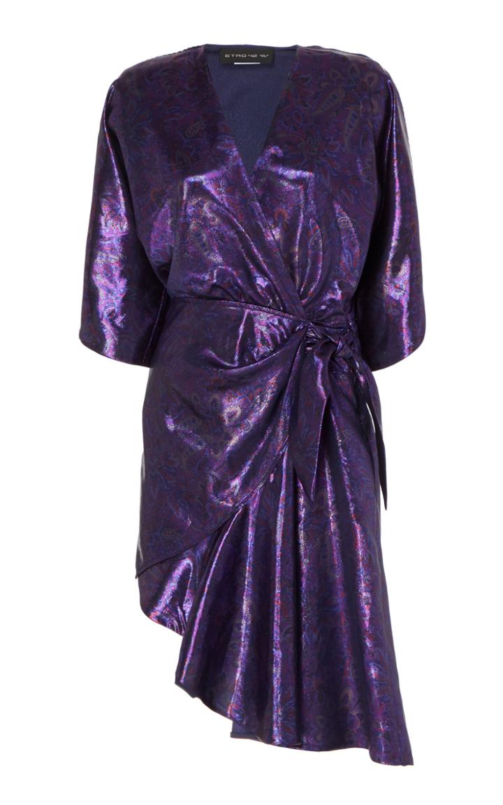 Etro Metallic Paisley Wrap Mini Dress