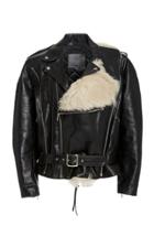 Moda Operandi R13 Harvey Shearling-trimmed Leather Motorcycle Jacket