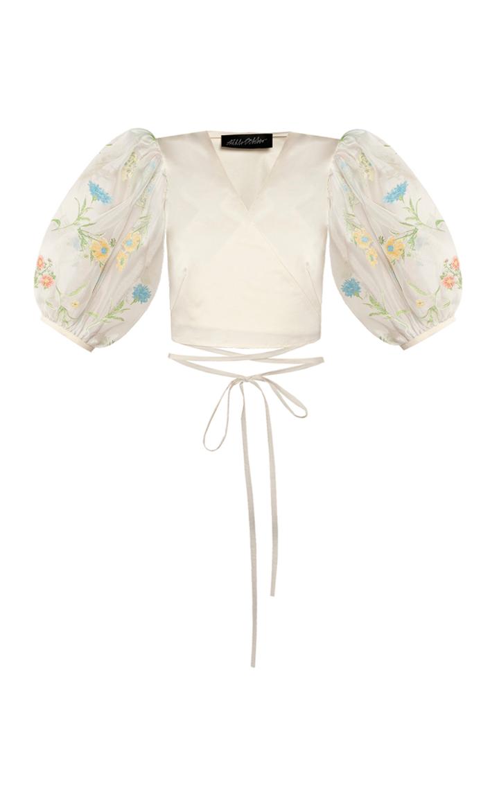 Moda Operandi Anna October Eva Floral-print Organza & Poplin Wrap Blouse Size: M