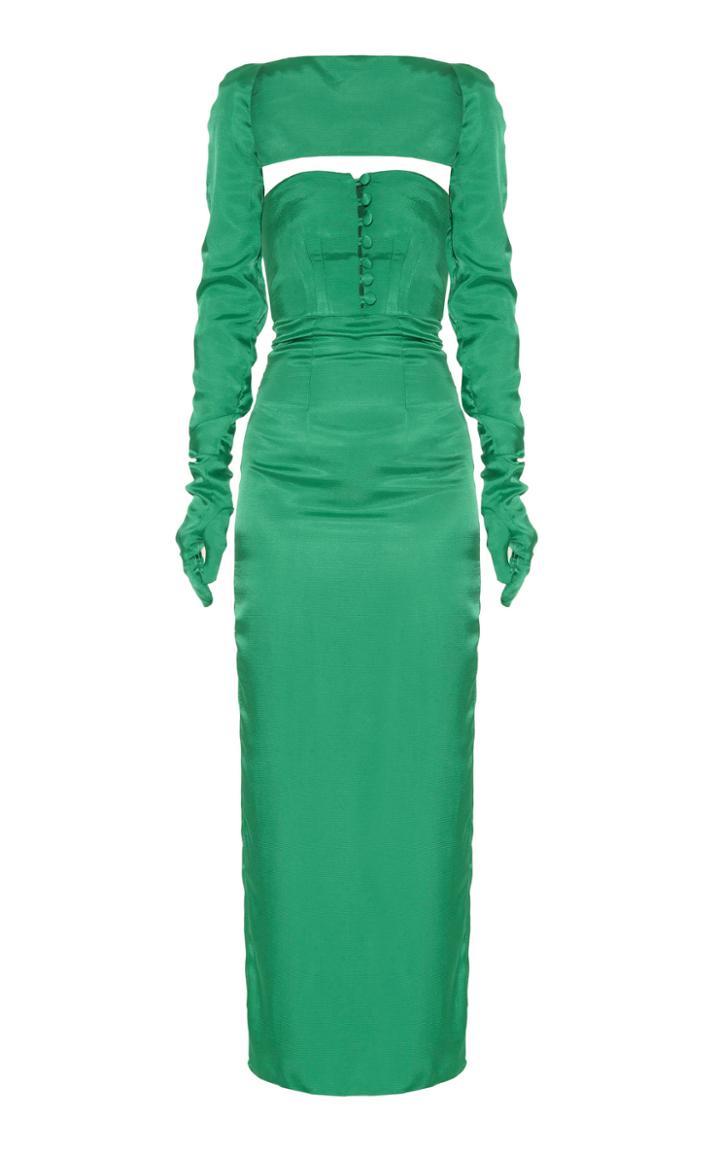 Moda Operandi Lado Bokuchava Corset-inspired Satin Detachable-sleeve Gown Size: S