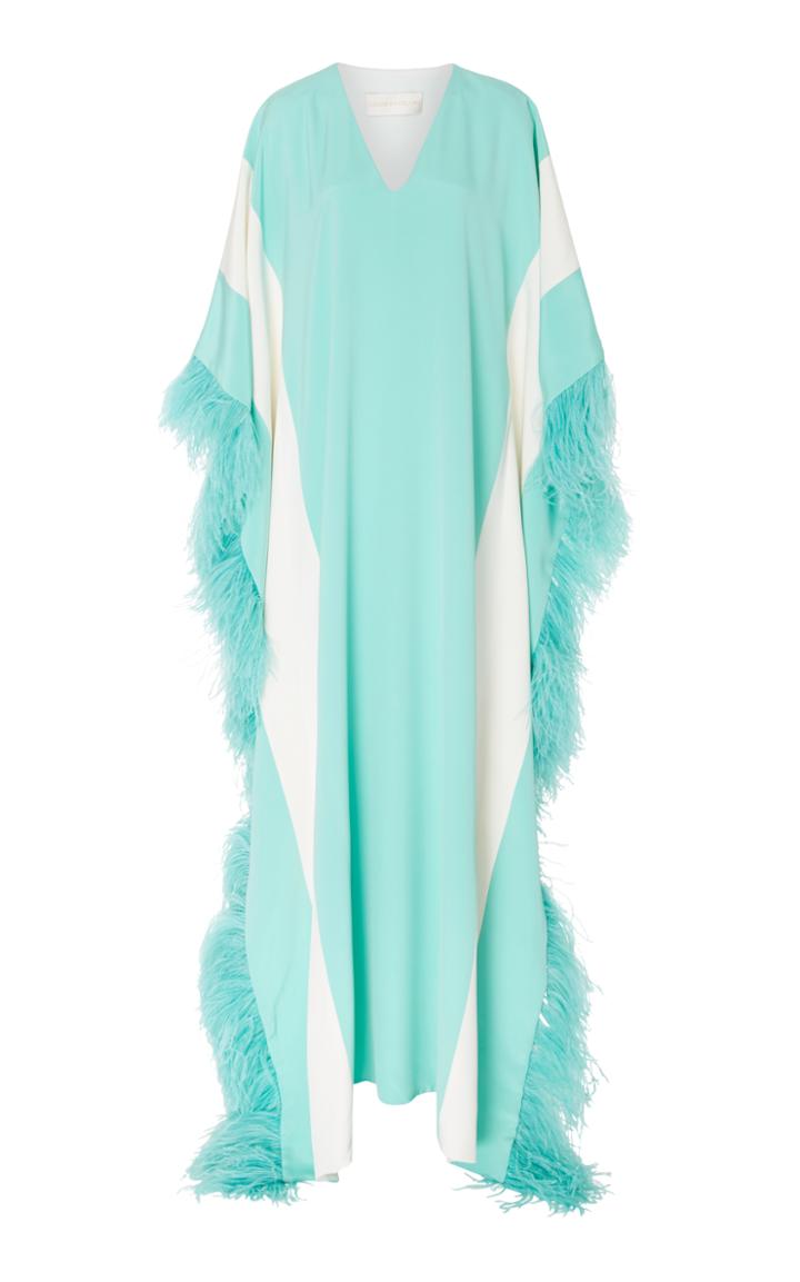 Christian Siriano M'o Exclusive V Neck Caftan With Feathers