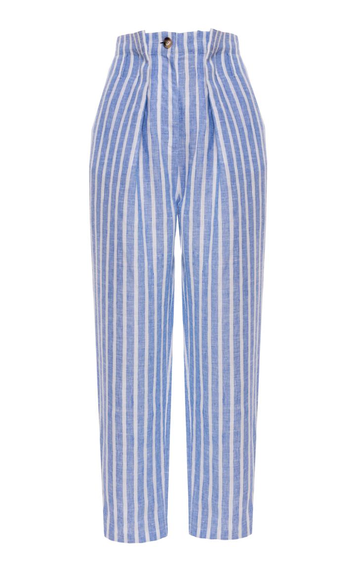 Anna October Striped Linen High Waist Pants
