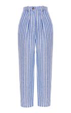 Anna October Striped Linen High Waist Pants