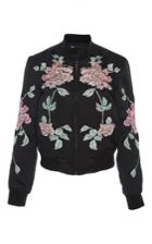 3x1 Floral Embroidered Satin Bomber