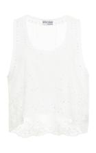Juliet Dunn Embroidered Scalloped Cotton Top