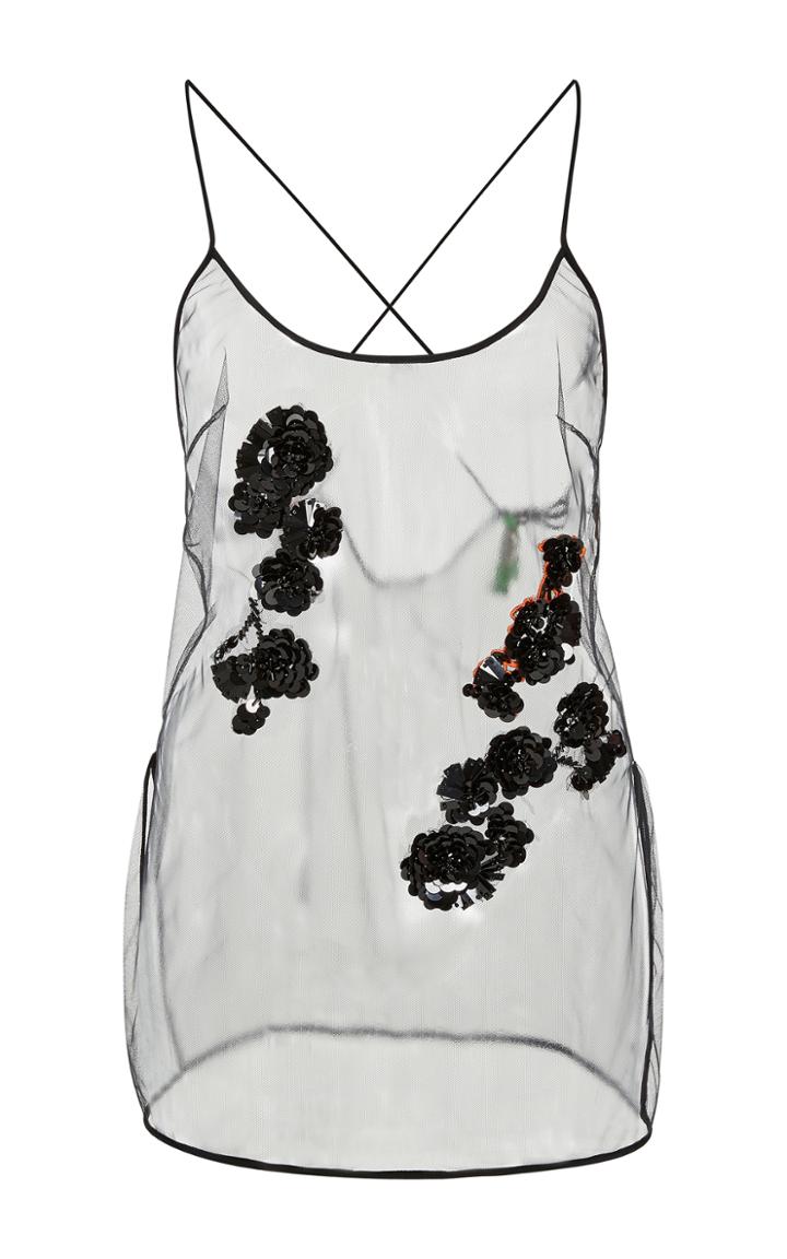 Versace Floral Embellished Tulle Tank