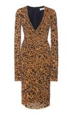 Pamella Roland Sequined V-neck Leopard Dress