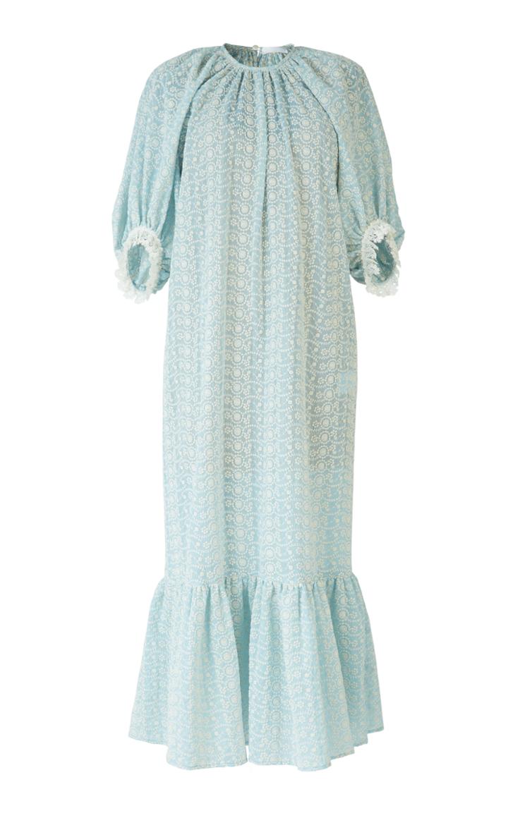 Lake Studio Floral-embroidered Cotton Midi Dress