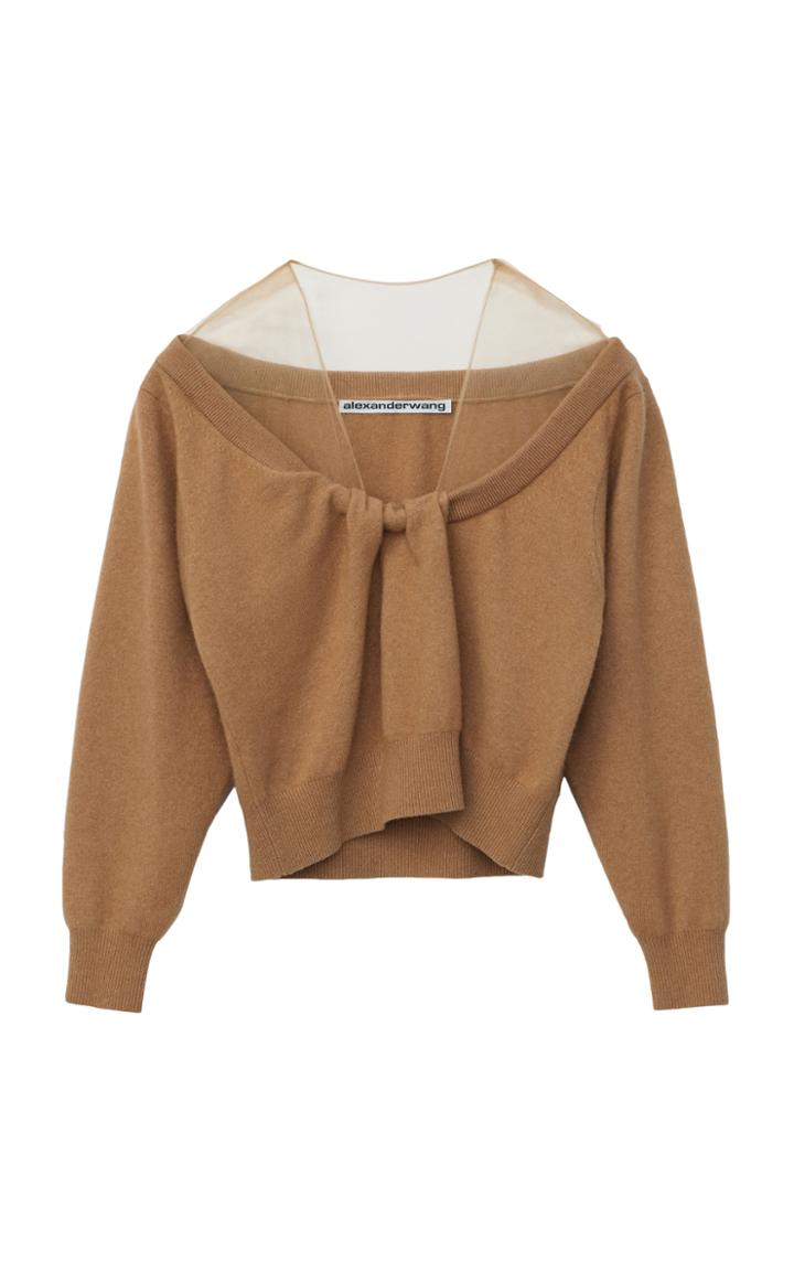 Alexander Wang Illusion-neck Wool-blend Cropped Sweater