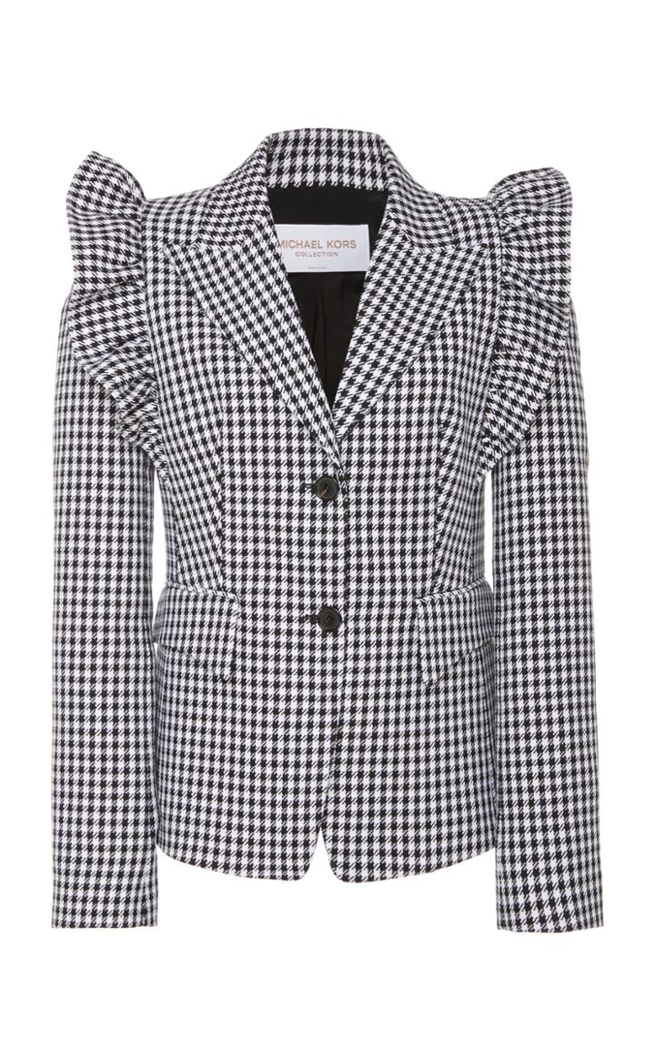 Michael Kors Collection Ruffled Cotton-wool Blazer