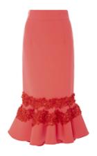 Carolina Herrera Floral Embellished Fluted Skirt