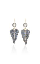 Sylva & Cie Sapphire & Diamond Leaf Earrings