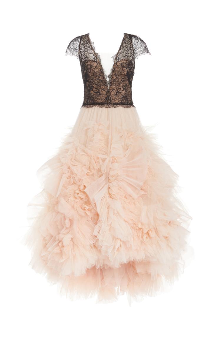Moda Operandi Marchesa Two-tone Ruffled Tulle Dress