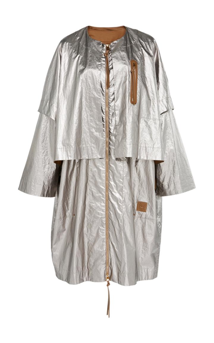 Agnona Reversible Metallic Cotton Blend Coat
