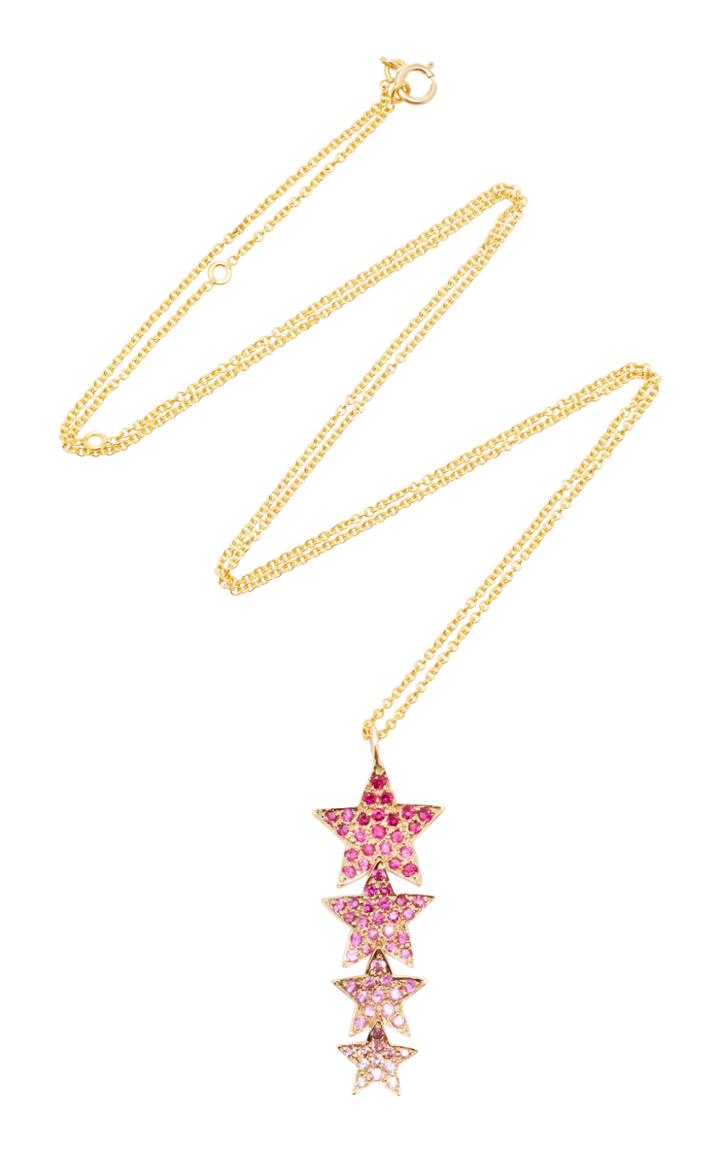She Bee 14k Yellow Gold And Sapphire Star Drop Pendant