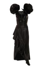 Rodarte Ruffled Asymmetric Leather Maxi Dress