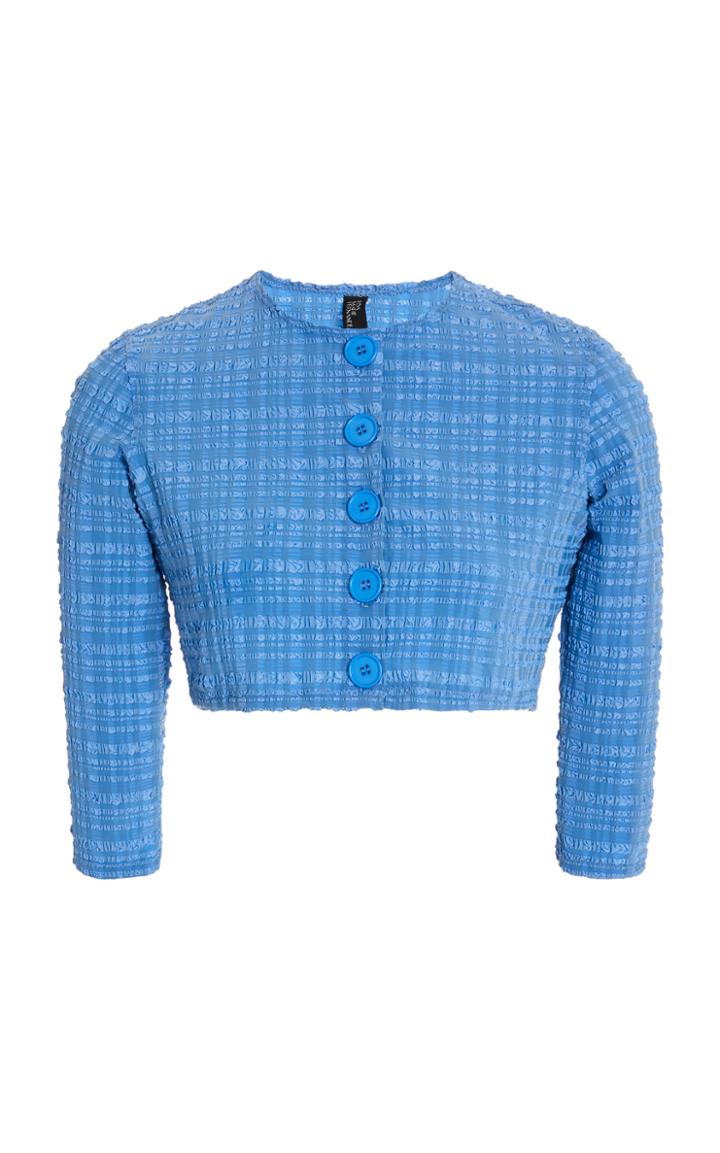 Lisa Marie Fernandez Cropped Seersucker Cardigan