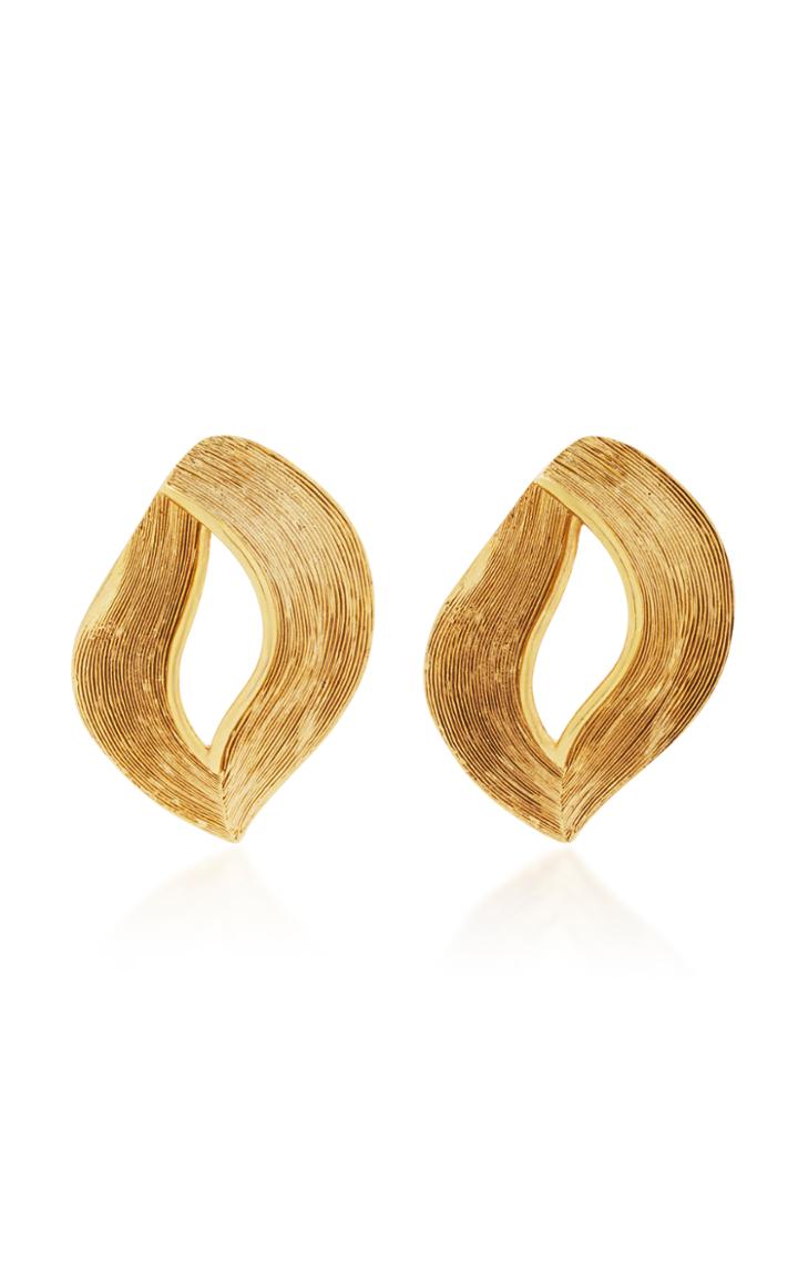 Oscar De La Renta Twisted Ribbon Gold-tone Earrings