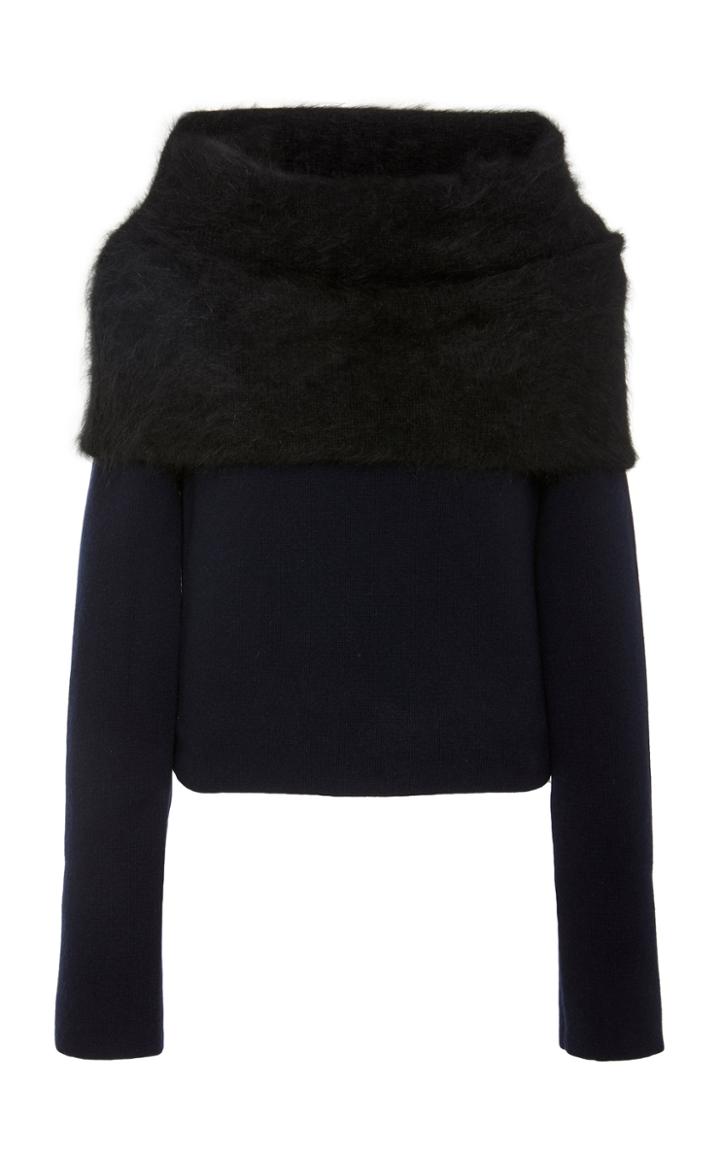 Yeon Ileana Angora-trimmed Wool And Cashmere Blend Sweater