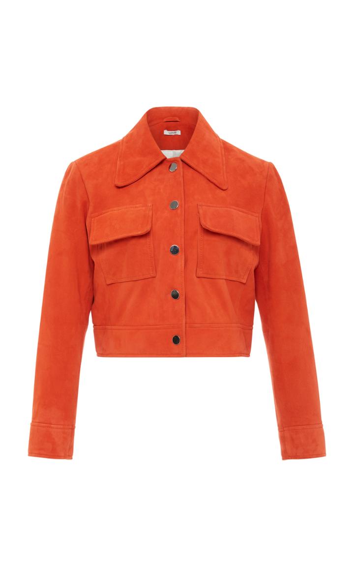 Ganni Salvia Flap Pocket Suede Jacket