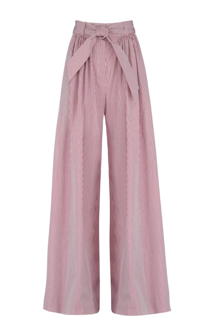 Moda Operandi Martin Grant Belted Striped Cotton Wide-leg Pants