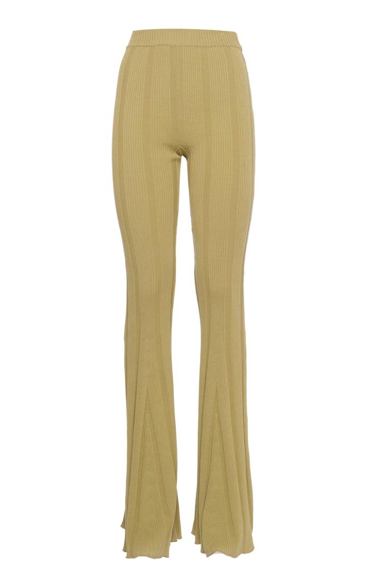 Alberta Ferretti Ribbed Knit Cotton Pants