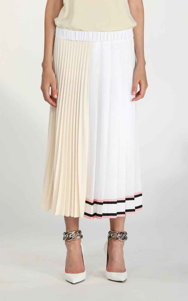 Moda Operandi N21 Asymmetric Stripe-trimmed Pleated Crepe Midi Skirt