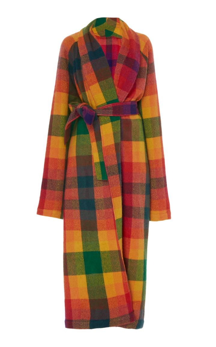 The Elder Statesman Tartan Woven Overcoat