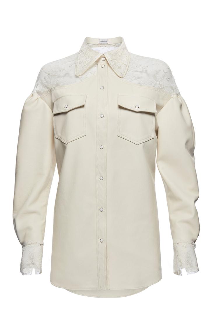 Magda Butrym Mesa Lace Collar Leather Shirt