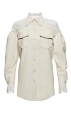 Magda Butrym Mesa Lace Collar Leather Shirt