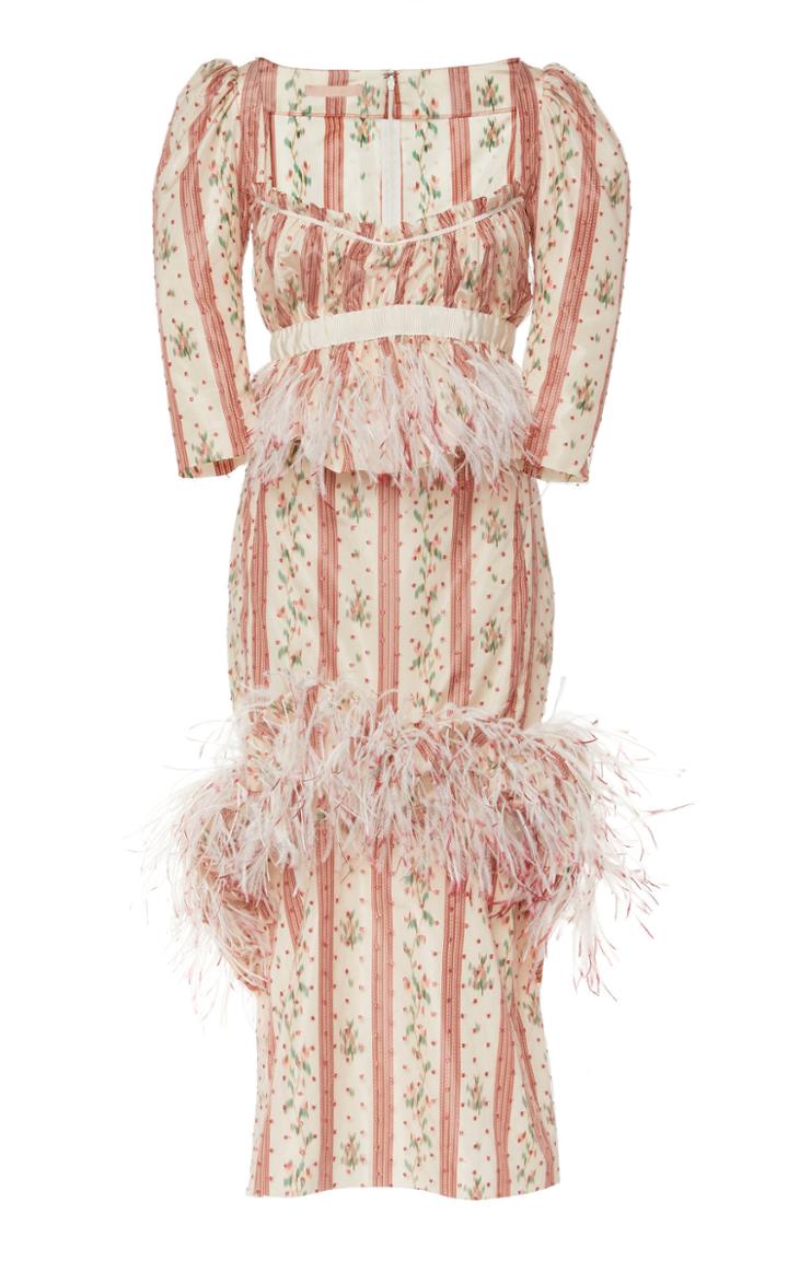 Brock Collection Okiku Feather Detail Taffeta Dress