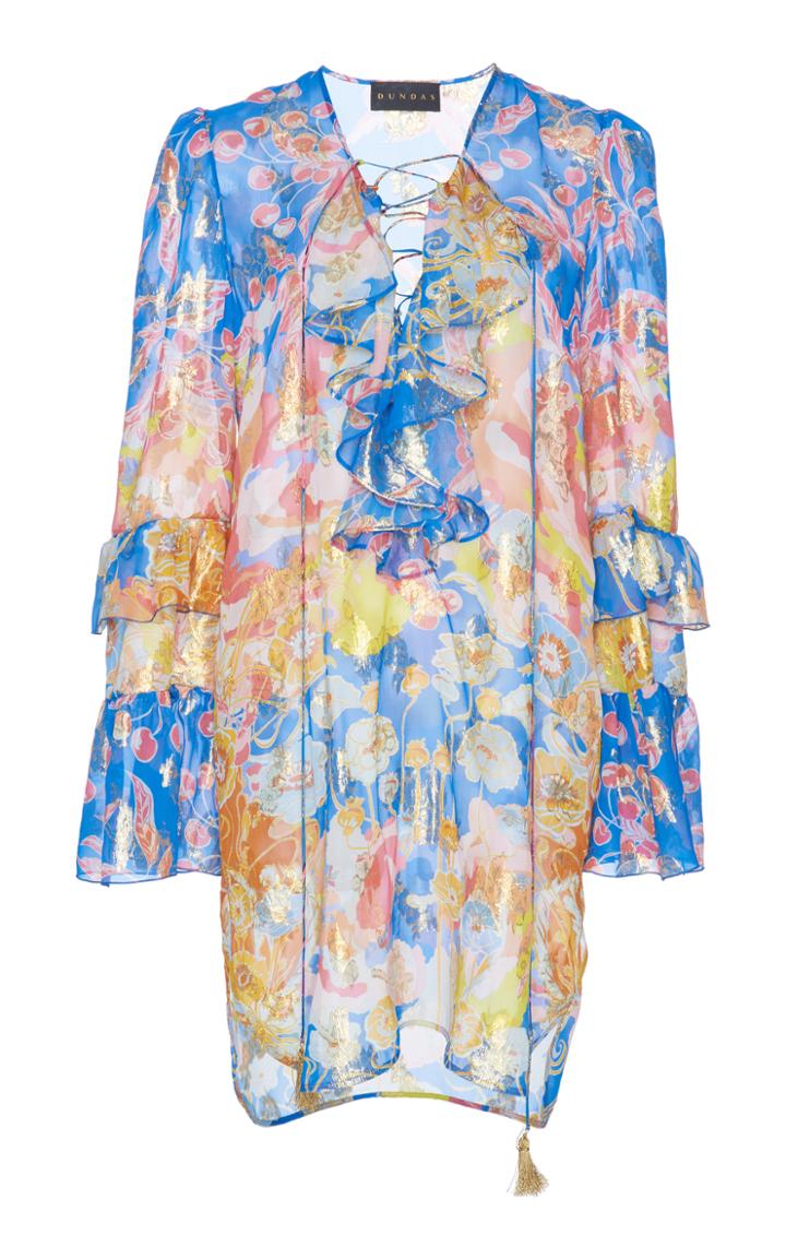 Dundas Ruffled Lace Up Tunic Top