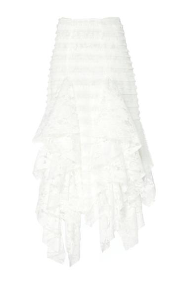 Anas Jourden Ruffle-trimmed Fringed Lace Lace Midi Skirt