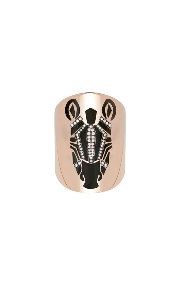 Moda Operandi Diane Kordas 18k Rose Gold Zebra Ring Size: 8