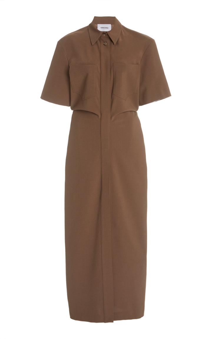 Nanushka Maak Crepe Maxi Shirt Dress