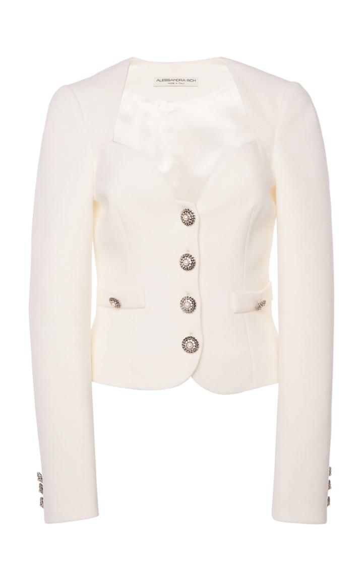 Moda Operandi Alessandra Rich Sweetheart Neck Wool Crepe Jacket