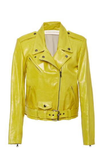 Alyson Eastman Yellow Moto Leather Jacket