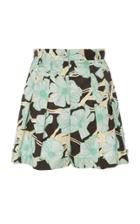 Claudia Li Pleated Cotton Cuff Shorts