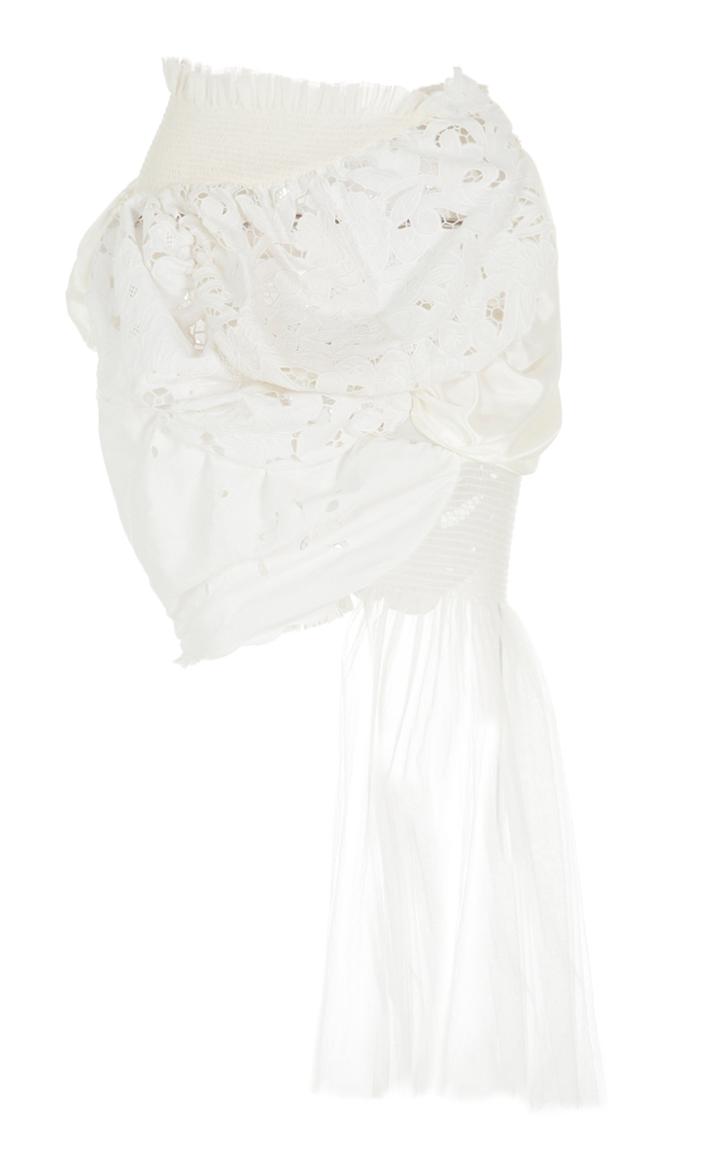Moda Operandi Caroline Hu Twisted Silk-lace Mini Skirt