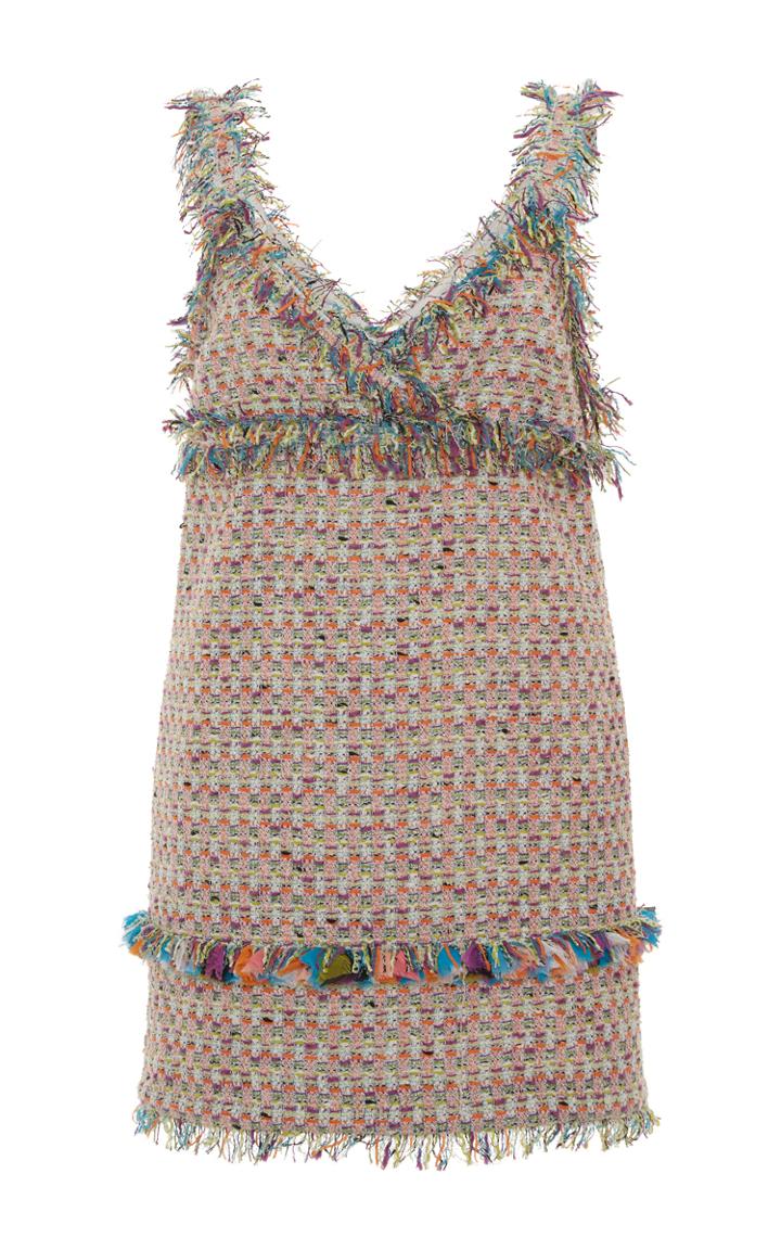 Msgm Fringe Tweed Mini Dress