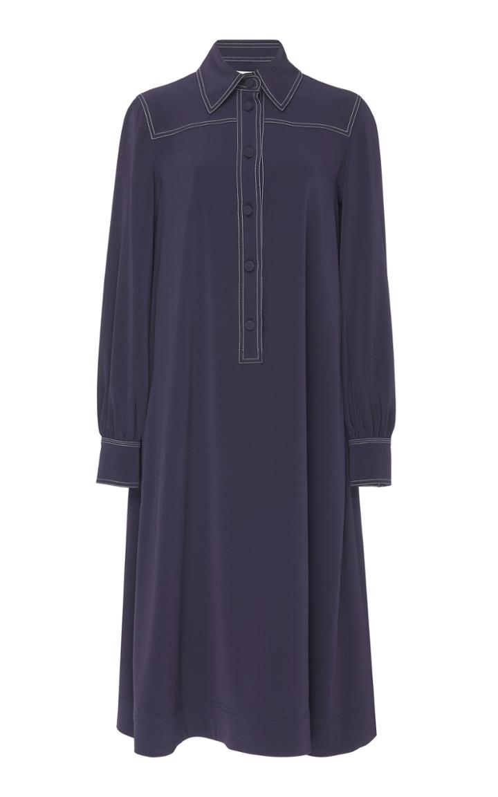 Co Stretch Crepe Contrast Stitch Dress