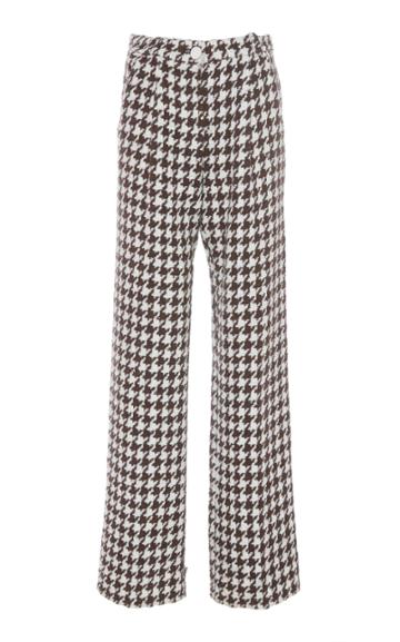 Rowen Rose Pied De Poule Houndstooth Wide-leg Tweed Pants