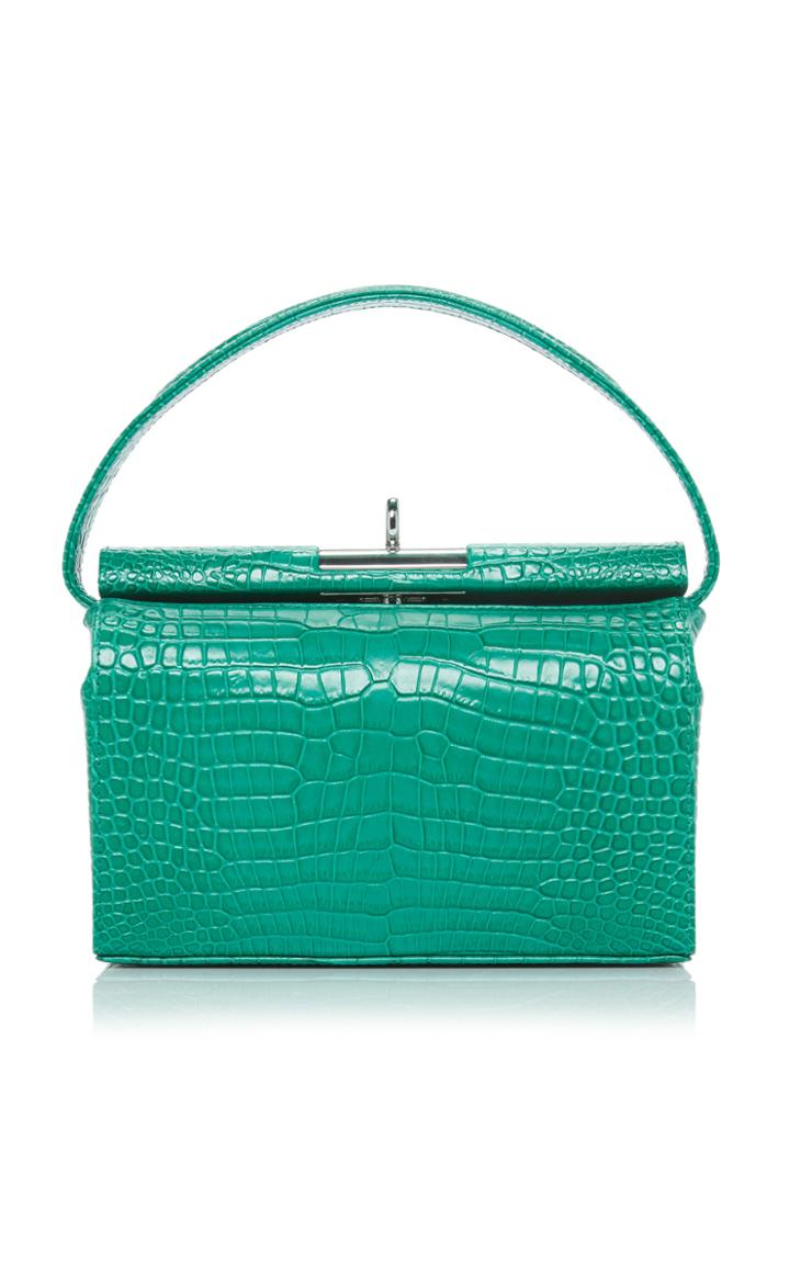 Gu De Milky Croc-embossed Leather Bag