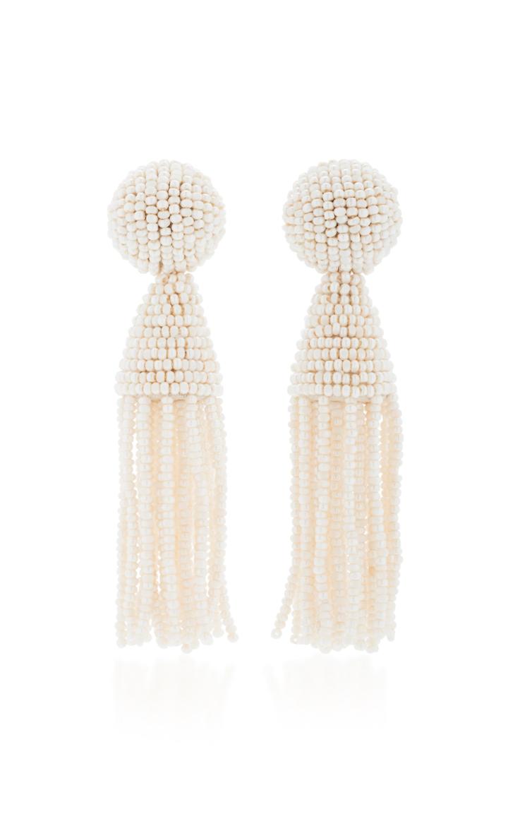 Oscar De La Renta Beaded Tasseled Earrings