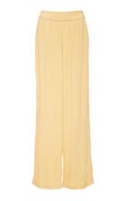 Sally Lapointe Smocked Satin Wide-leg Track Pants