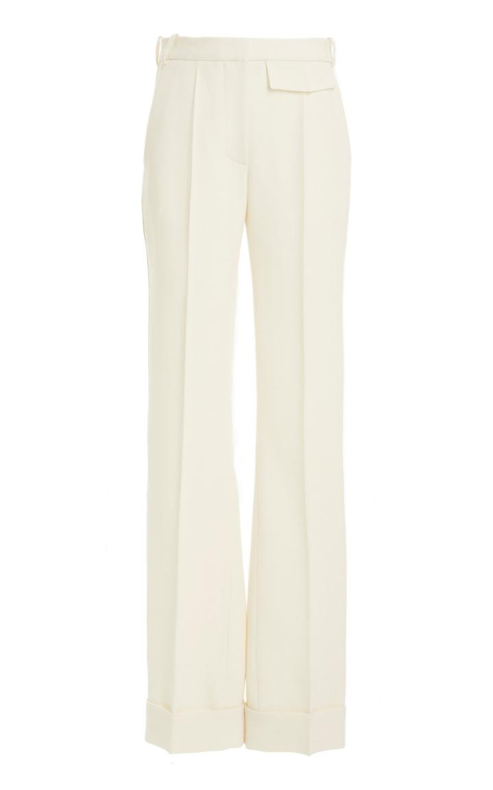 Moda Operandi Victoria Beckham Wool Crepe Cuffed Straight-leg Trousers